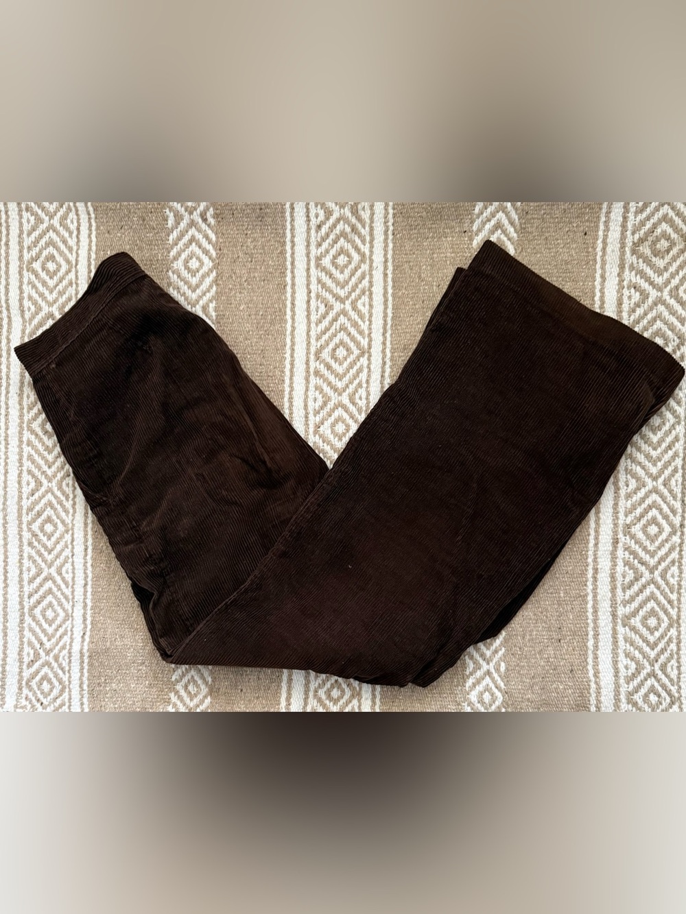 Vintage 70s Chocolate Cords Dark Brown Wide Leg High waisted Corduroy Pants 28”